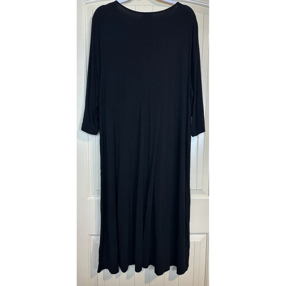 Catherines‎ Knit Midi Dress black Resort Plus Comfort Stretch Twist 0X 14/16W